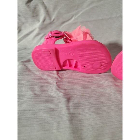 Baby Girl Hot Pink Jelly Sandals W/Flower (Size 3) Spring/Summer/Easter/Beach - Picture 9 of 16